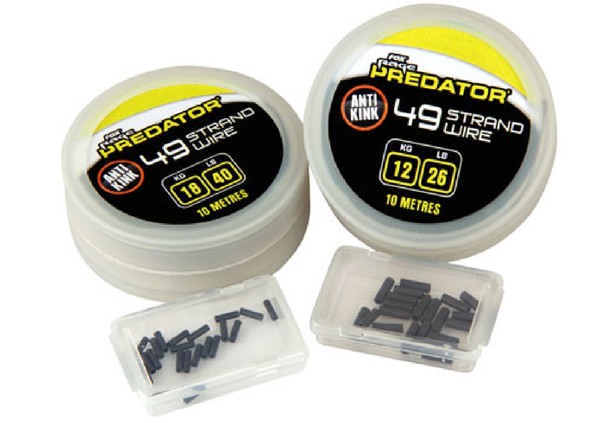 Fox Rage Predator 49 Strand Steel Wire 12Kg/26Lb 10M Inc Crimps 12kg / 26lbs
