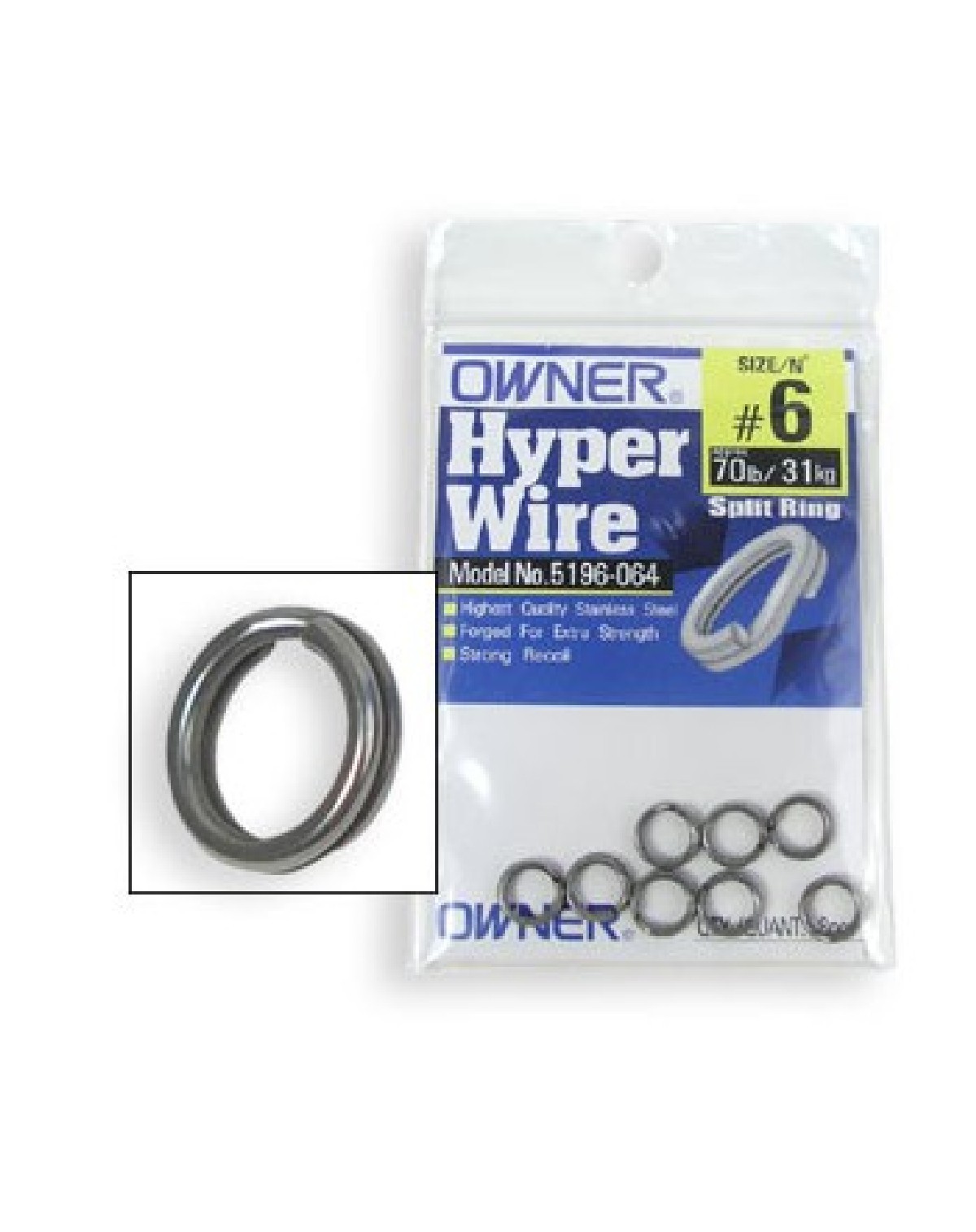 Owner Hyper wire Splitring 10   6st. 220lb/99kg
