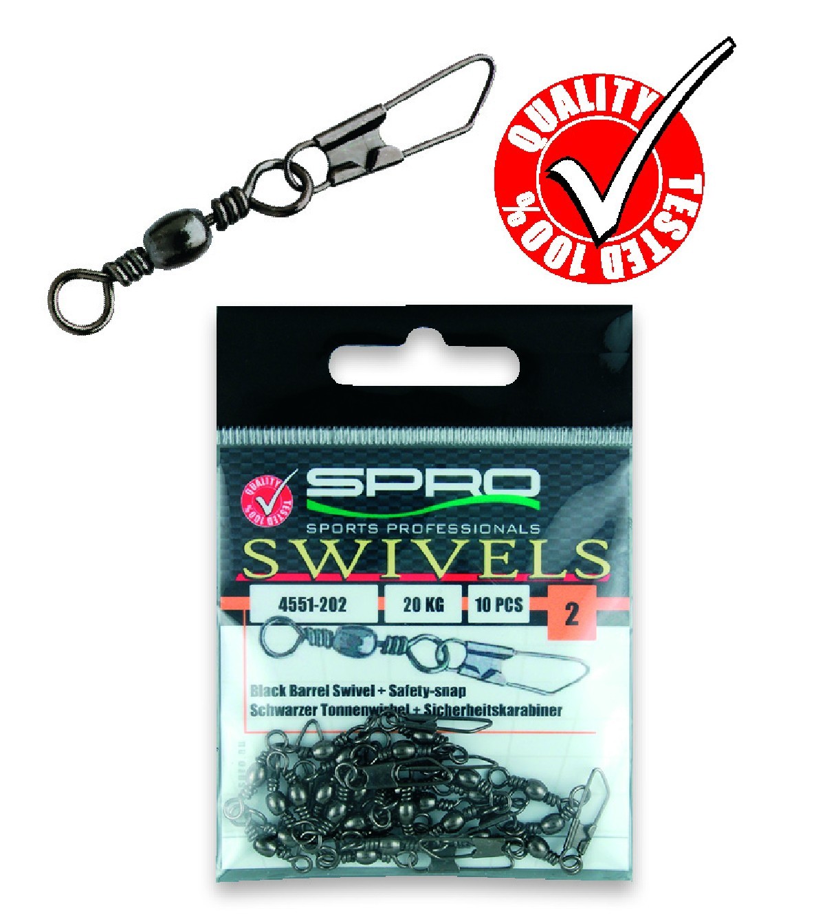 Spro Barrel Swivel + Safety - snap 6 15kg Spro Barrel Swivel + Safety - snap 6 15kg