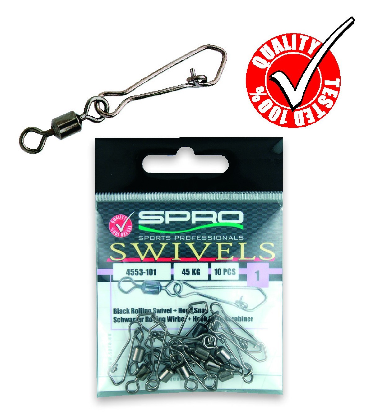 Spro Rolling swivel + Hook snap 4 28kg Spro Rolling swivel + Hook snap 4 28kg