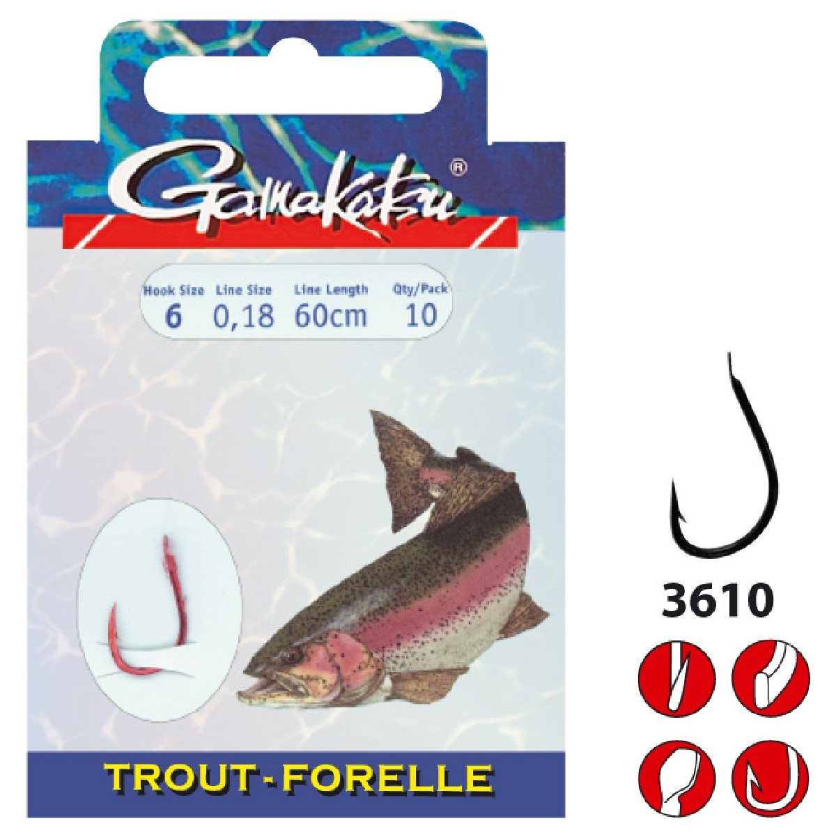 Gamakatsu Hook Bkd-3610N Trout 100 Cm 08-018 mm