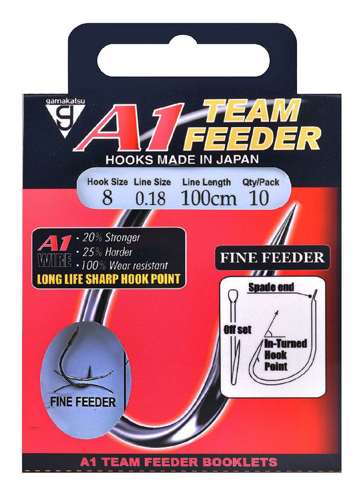 Gamakatsu A1 Team Feeder Fine Feeder 100Cm Haak: 10 Lijn: 0,16 mm