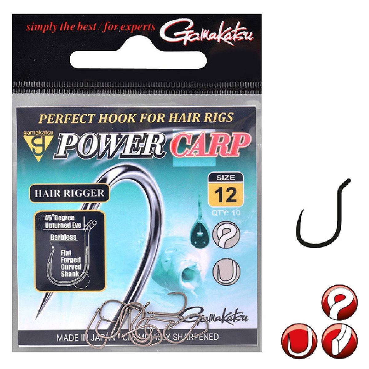 Gamakatsu Power Carp Hair Rigger Barbless Haak: 14