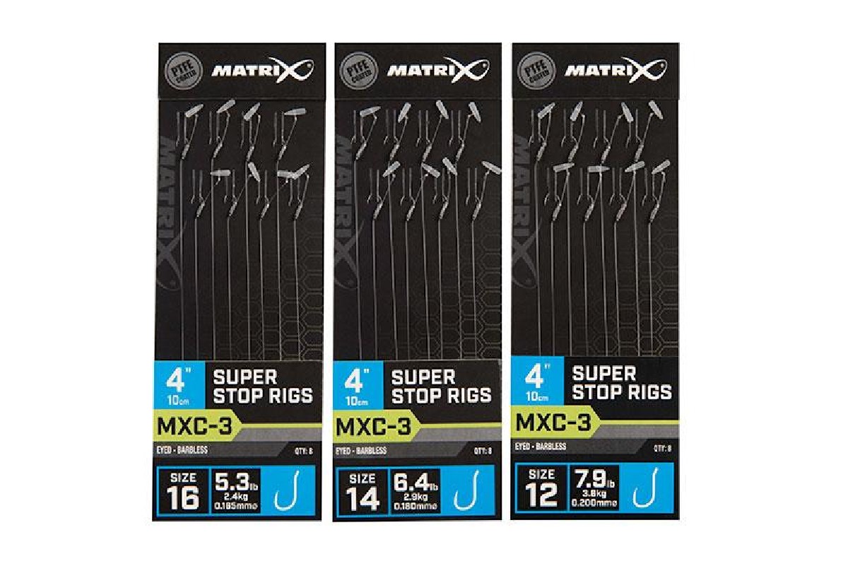 Fox Matrix MXC-3 Barbless Super Stop Rigs 10cm 8st. Size 12 - 0,20 mm
