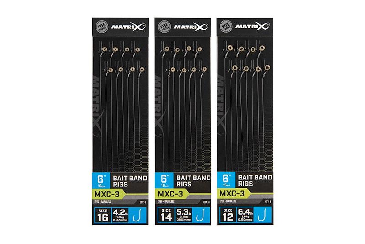 Fox Matrix MXC-3 Barbless Bait Band Rigs 15cm 8st. Size 12 - 0,18 mm