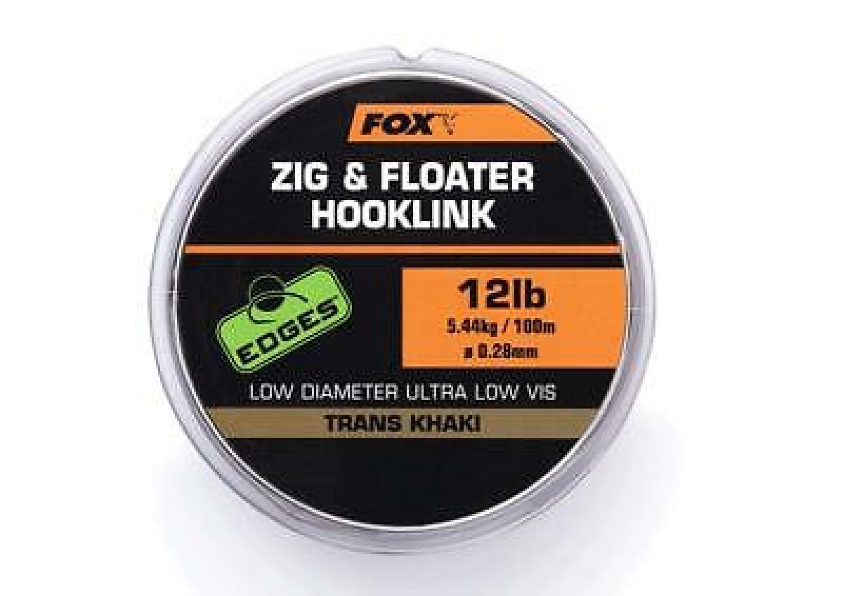 Fox Zig And Floater Hooklink Trans Khaki 100M 0.28 mm  12 lbs