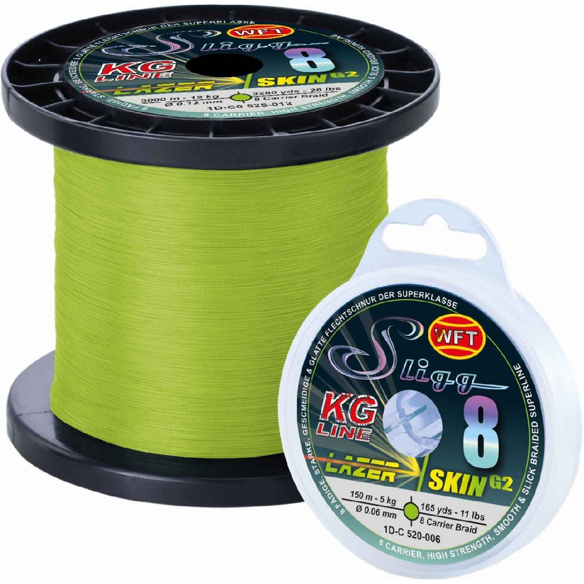 WFT Sligg 8 Chartreuse 150m 0,10 mm 10kg