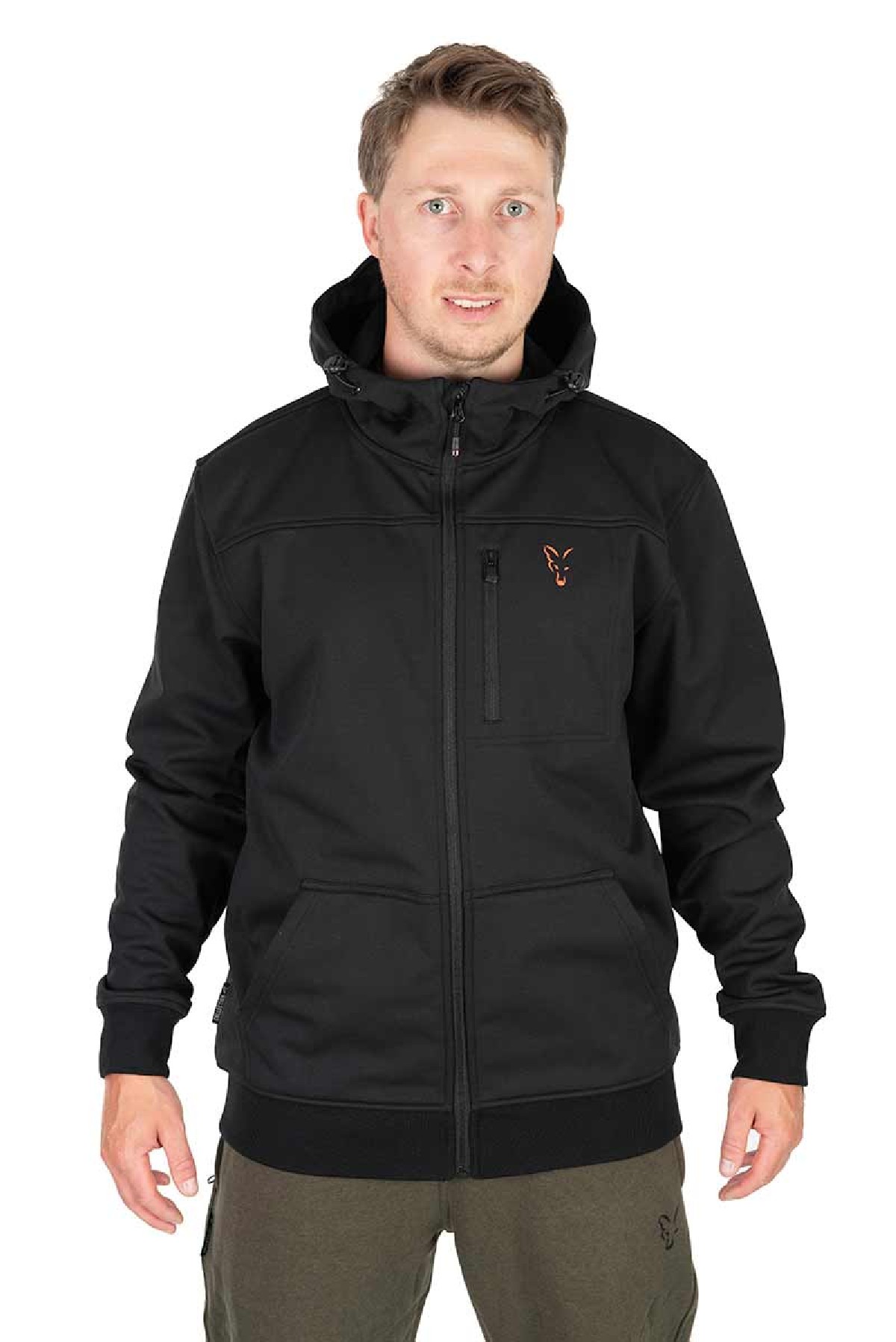 Fox Collection Soft Shell Jacket Black & Orange Large