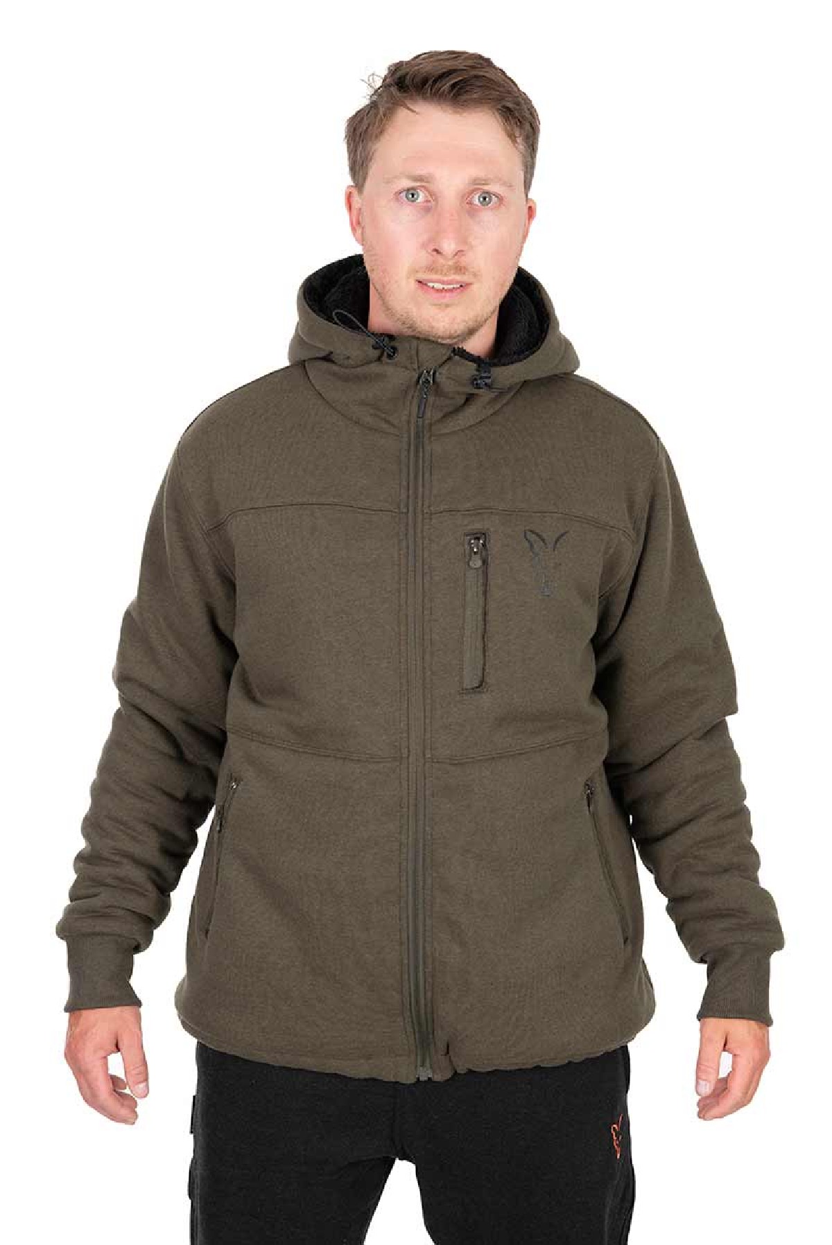 Fox Collection Sherpa Jacket Green & Black Medium