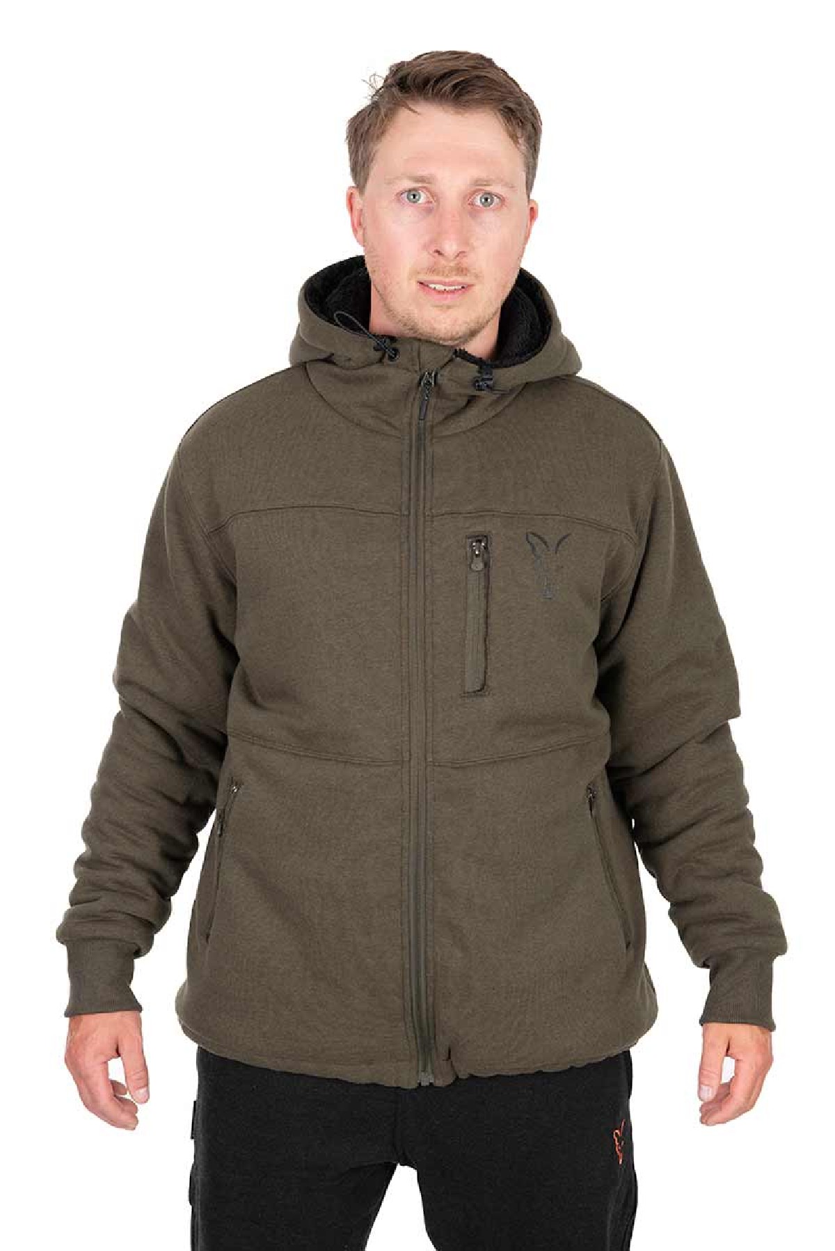 Fox Collection Sherpa Jacket Green & Black Large