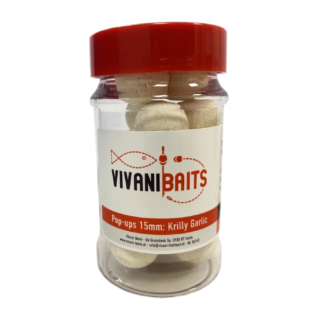 Vivani Baits 15mm Pop-ups Weis 100ML Krilly Garlic