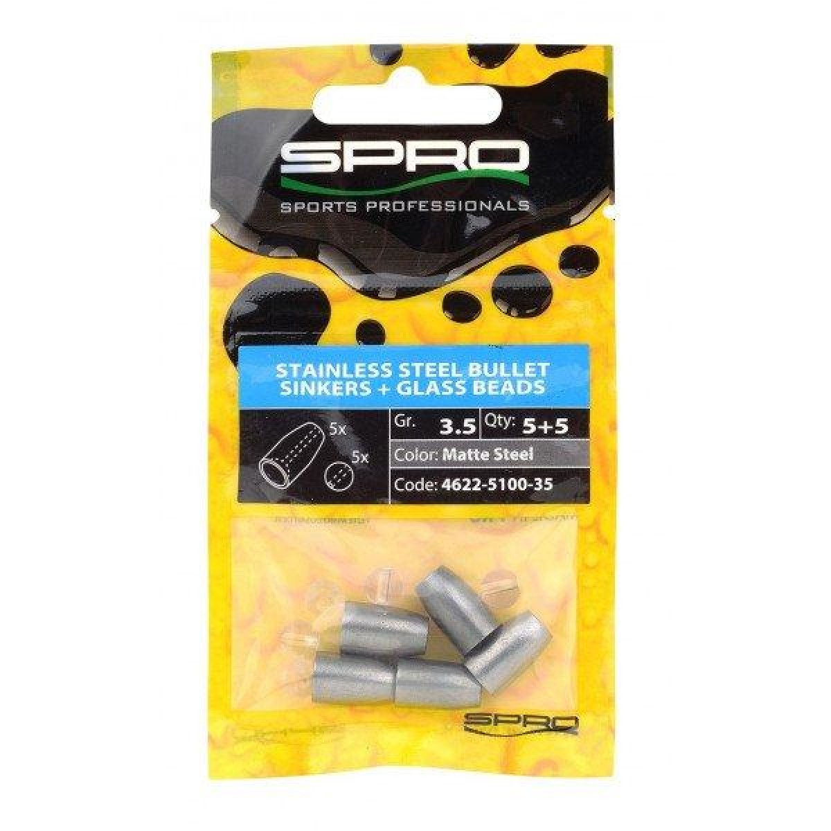 Spro Stainless Steel Bullet Sinkers Matt Steel 3.5 gr 5st.