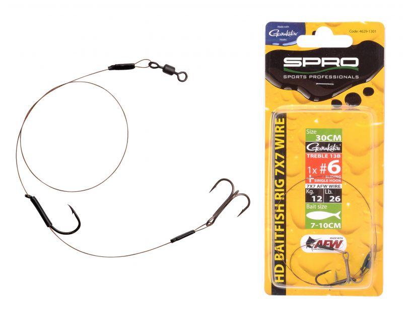 Spro Hd Baitfish Rig 1X Treble 1X Single Hook 12Kg 30cm 1x Treble Size 6 + Singlehook