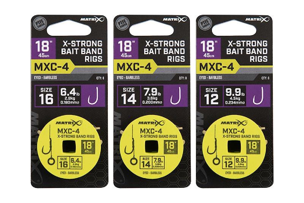 Fox Matrix MXC-4 Barbless X-Strong Bait Band Rigs 45cm 8st. Size 14 - 0,20 mm