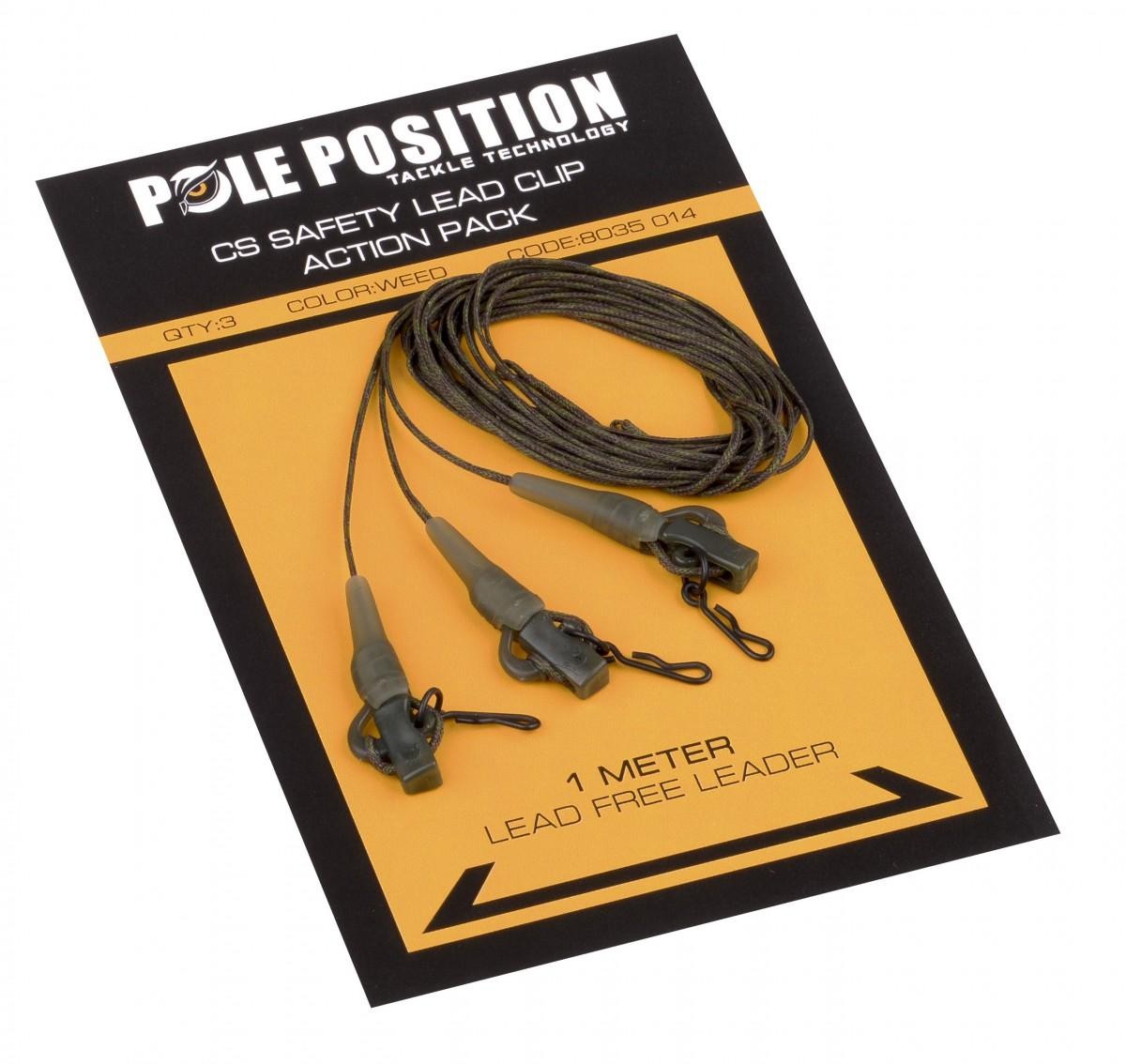 PolePosition Leadclip Set + Leader 3St. 65Lb Weed PolePosition Leadclip Set + Leader 3St. 65Lb Weed