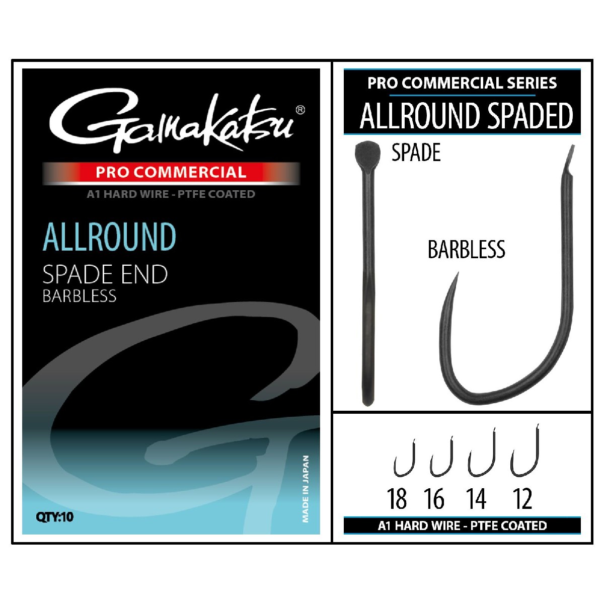 Gamakatsu Pro-C Allround Spade A1 Ptfe Barbless Size 14