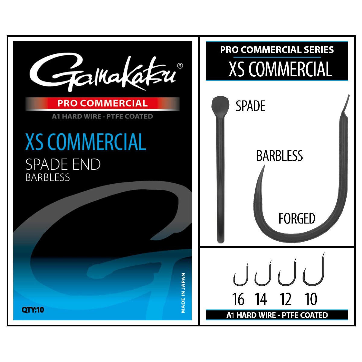 Gamakatsu Pro-C Xs Commercial Spade A1 Ptfe Barbless Size 14