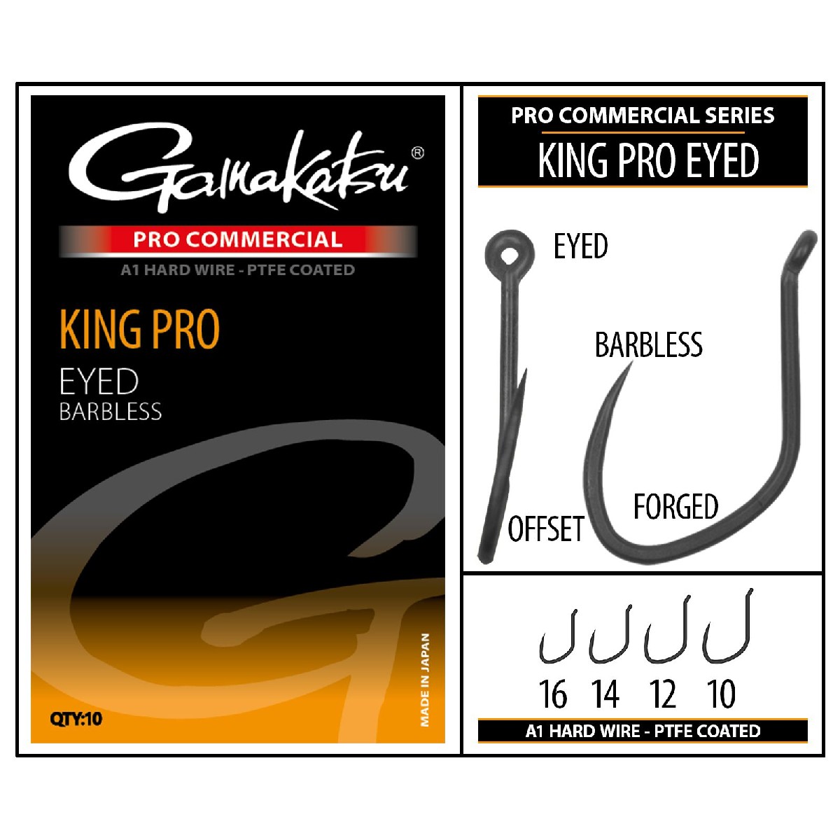 Gamakatsu Pro-C King Pro Eyed A1 Ptfe Barbless Size 12