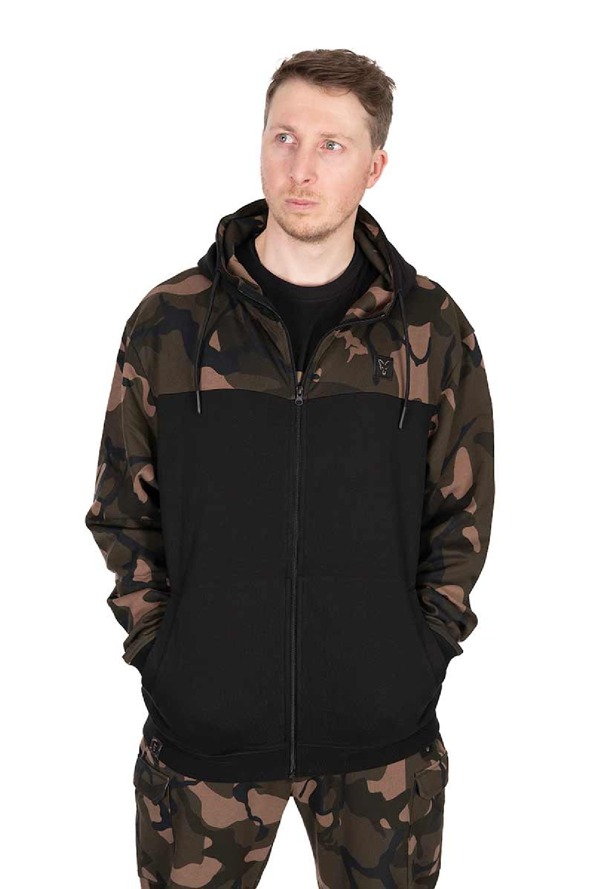Fox LW Black / Camo Split Zip Hoody Large