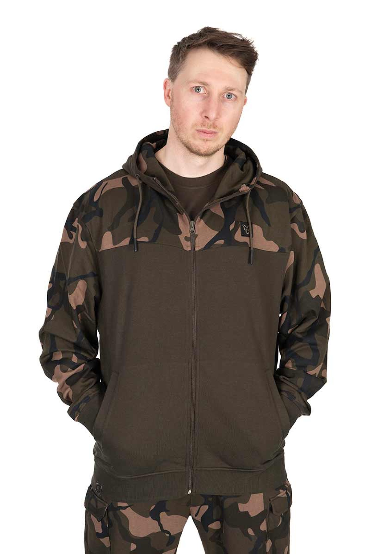 Fox LW Khaki / Camo Split Zip Hoody X-Large