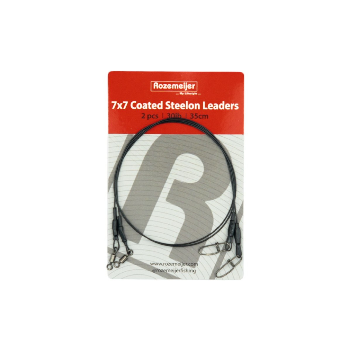 Rozemeijer 7x7 Coated Steelon Leaders 35cm 20lb 2pc. Rozemeijer 7x7 Coated Steelon Leaders 35cm 20lb 2pc.