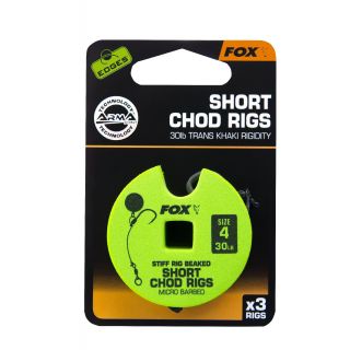 Fox Edge Armapoint Stiff Rig Beaked Chod Rigs Short 3St. 30LB Size 4
