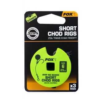 Fox Edge Armapoint Stiff Rig Beaked Chod Rigs Short 3St. 25LB Size 6