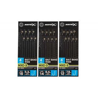 Fox Matrix MXC-3 Barbless Bait Band Rigs 10cm 8st. Size 16 - 0,165 mm