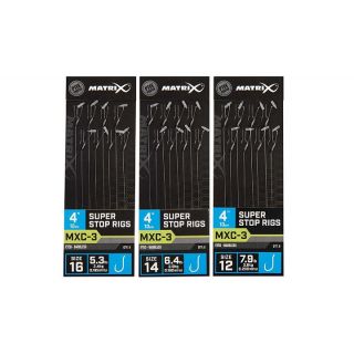Fox Matrix MXC-3 Barbless Super Stop Rigs 10cm 8st. Size 12 - 0,20 mm