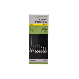 Korum Hair Rigs Banded Barbless 10cm 10lb Size 12
