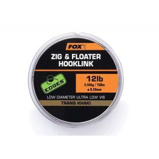 Fox Zig And Floater Hooklink Trans Khaki 100M 0.28 mm 12 lbs