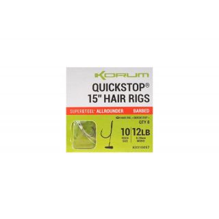 Korum Big Fish 38Cm Quickstops Hair Rigs Barbed 8st. Size 12
