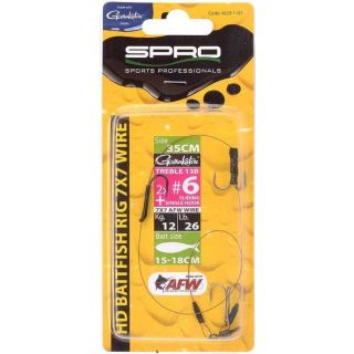 Spro Hd Baitfish Rig 2X Treble 1X Single Hook 18Kg 45cm 2x Treble Size 2 + Singlehook