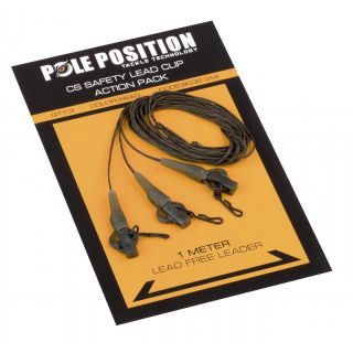 PolePosition Leadclip Set + Leader 3St. 65Lb Weed