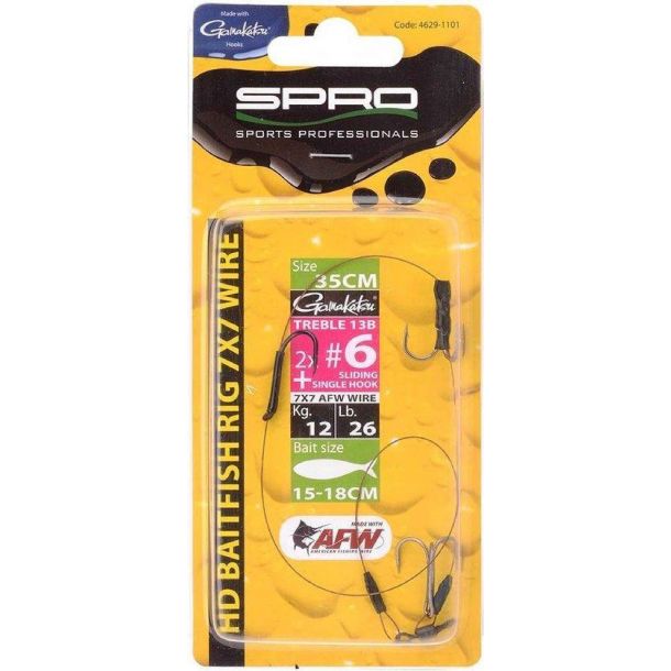 Spro Hd Baitfish Rig 2X Treble 1X Single Hook 18Kg 45cm 2x Treble Size 2 + Singlehook main product photo